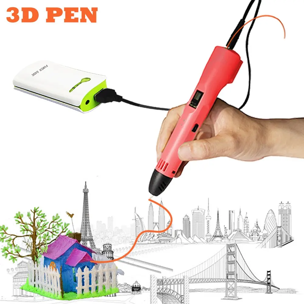 SODIAL 3D Pen DIY 3D Printer Printing Pen USB Power 100M 1.75Mm ABS Filament for Kids Drawing Painting