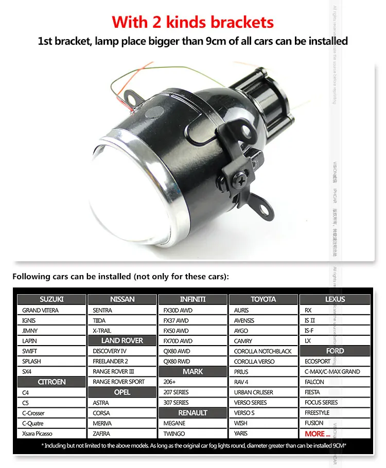Laser Fog Light Type H11 Hi/low Beam Hid Bixenon Projector Lens Fog