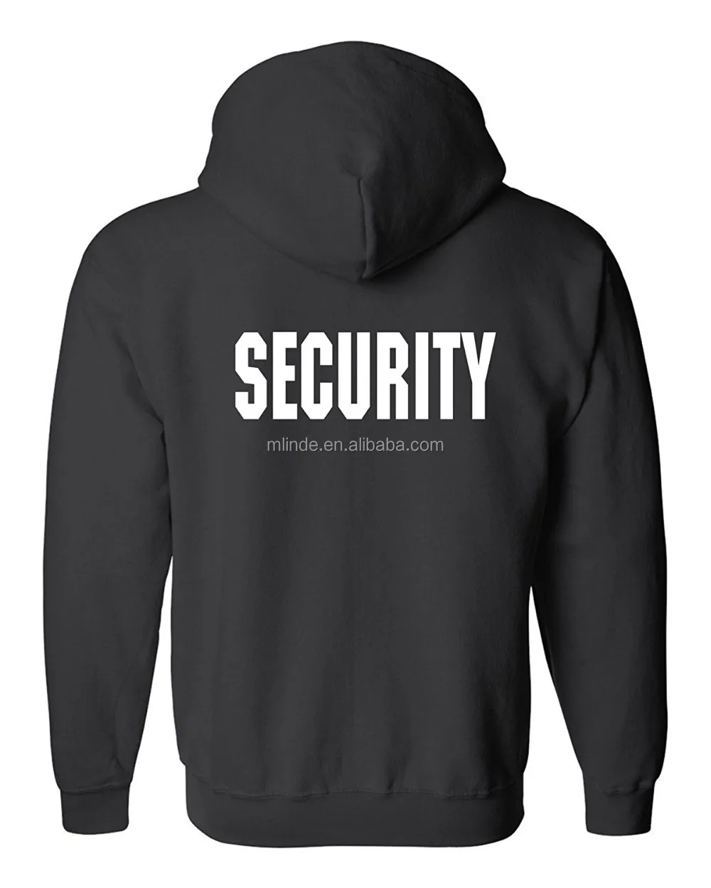Security Silkscreen Front & Back Black Full Zip Hoodie,Ring-spun Cotton ...