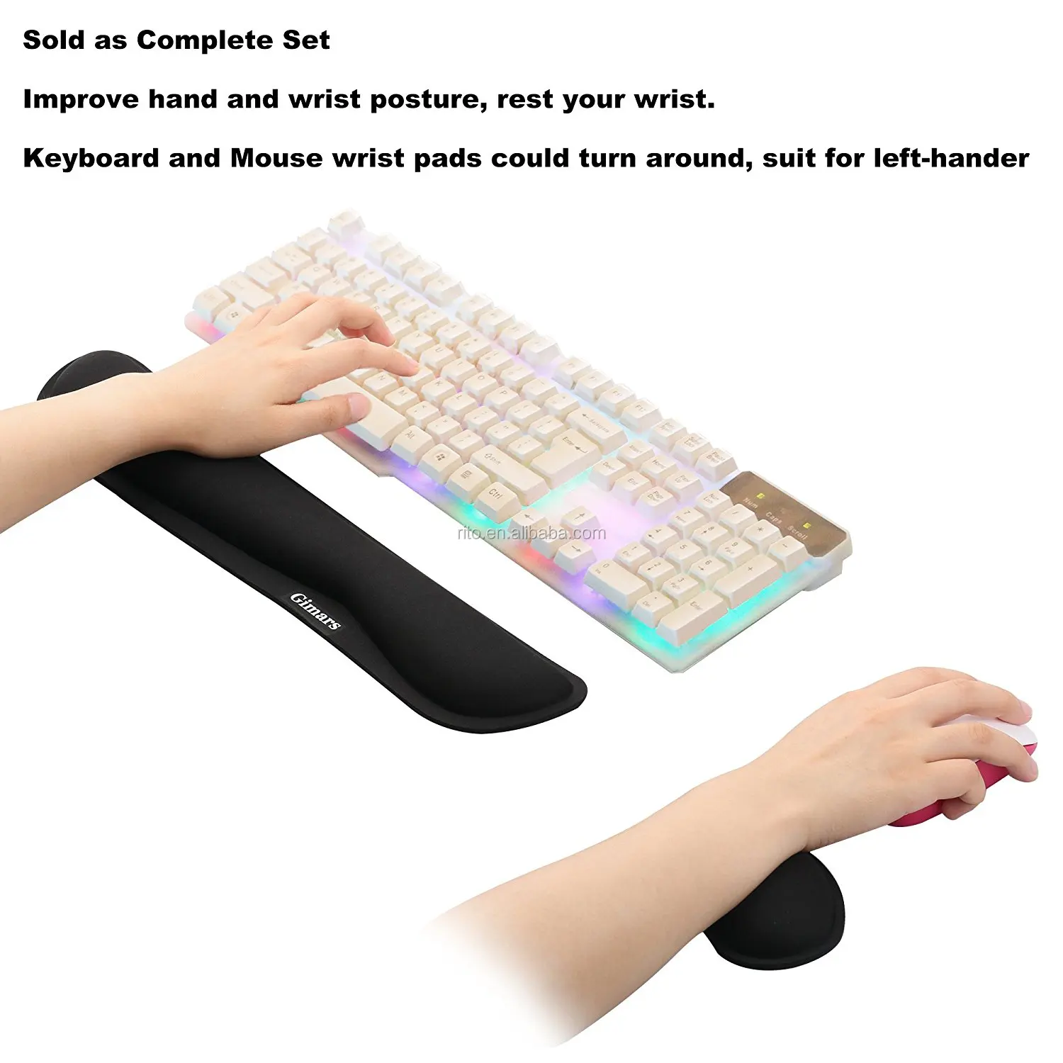 Black Memory Foam Set Keyboard Wrist Rest Pad Mouse Wrist Rest 
