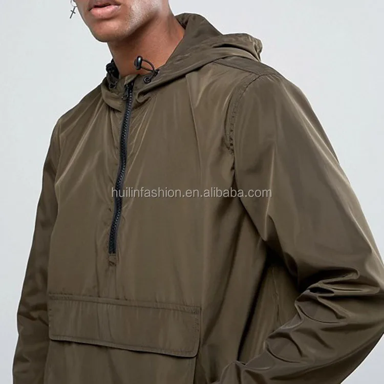 Mens Fashion Pullover Windbreaker In Khaki With Large Pouch Pocket Buy Windbreaker,Pullover