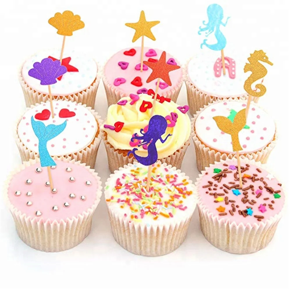 Belle Or Sirene Hippocampe Coquillage Etoile Decoration De Petit Gateau Pour La Fete A Theme Buy Decoration De Cupcake Pour La Fete Decoration De Cupcake En Or Belle Decoration De Cupcake Product On