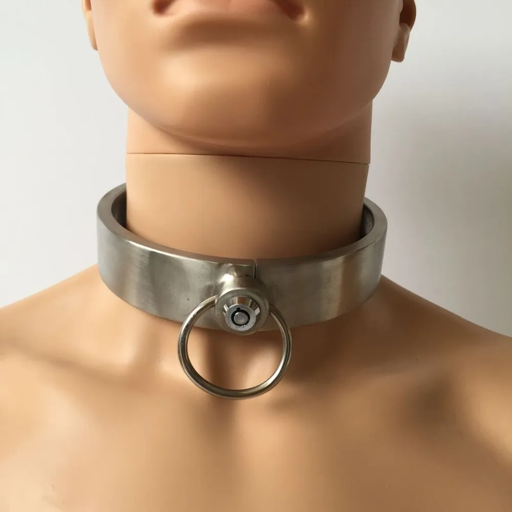 Top Heavy Duty Stainless Steel Locking Slave Collar Fetish Sex Adult