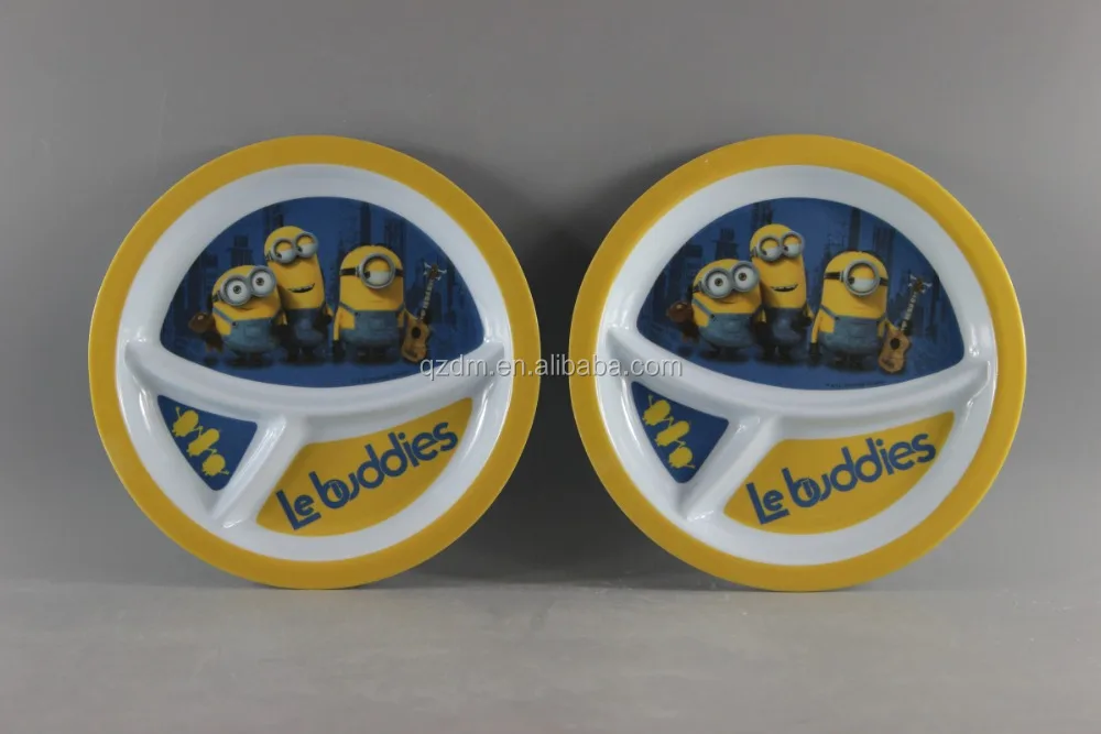 Round Shape Melamine Kids Divided Plate With Customer Design