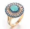 Hot Selling!!! Newest Style Crystal Green Lantern Ring Colorful Rings With Cluster Zircon For Evening Party