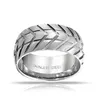 Bling Jewelry Mens Tire Tread Band Grooved Stainless Steel Ring