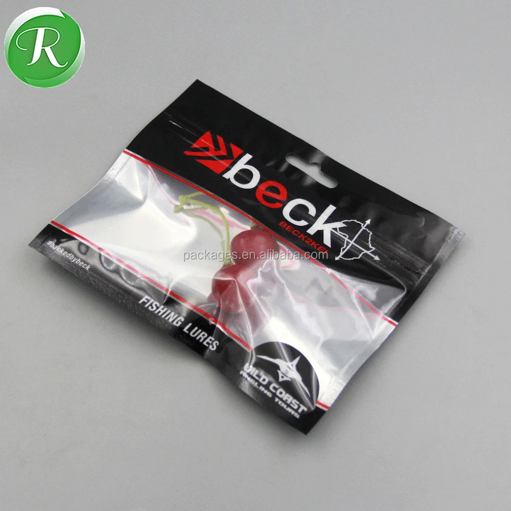 Custom Printed Fishing Lures Soft Plastic Bag / Plastic Resealable Fishing Lure Foil Packaging