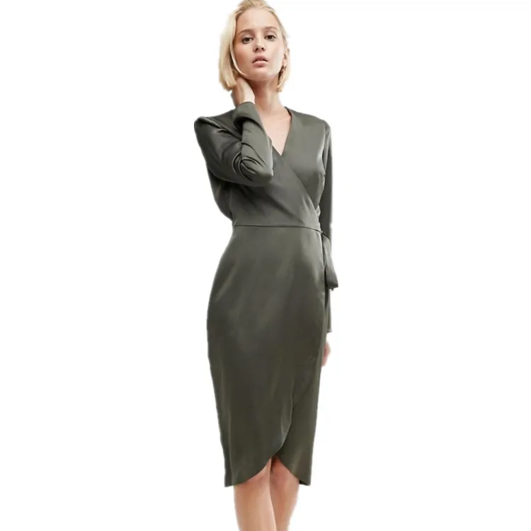 ladies midi wrap dress