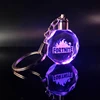 Wholesale crystal keychain custom LED luminous logo laser engraving crystal llaveros for giveaways gifts