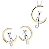 Lead and nickel safe fashion 925 sterling silver cat and moon pendant necklace jewelry sets for women