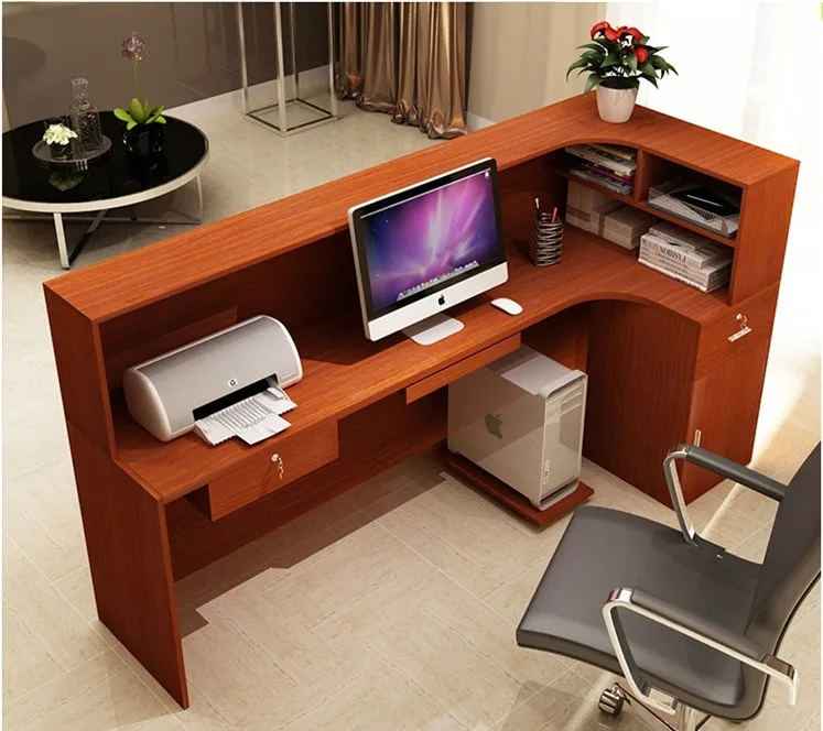 Mdf Pd Material Customized Size Furniture Office Front Desk Equipment Reception Counter Design