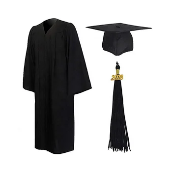 Customized Bachelor Gown And Cap Highschool University Black Graduation ...