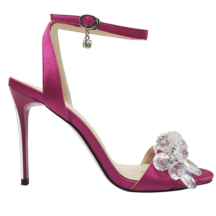 2020 New Arrival Fashion Ladies Summer Shoes Satin Material Diamonds