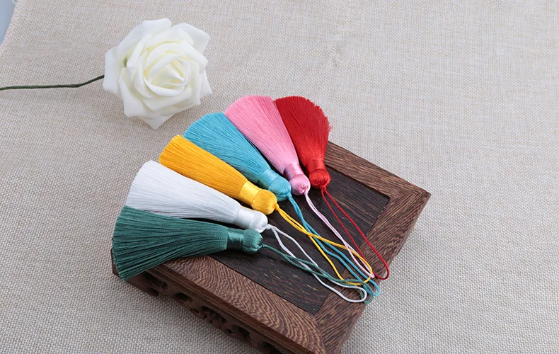 26 Color 8cm Anti Wrinkle Vertical Ice Silk Hanging Tassels Bookmarks