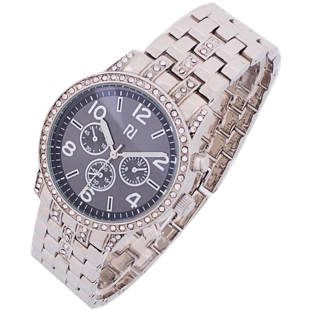 Men's Cool Silver Color Rolled Stainless Steel Band Watches