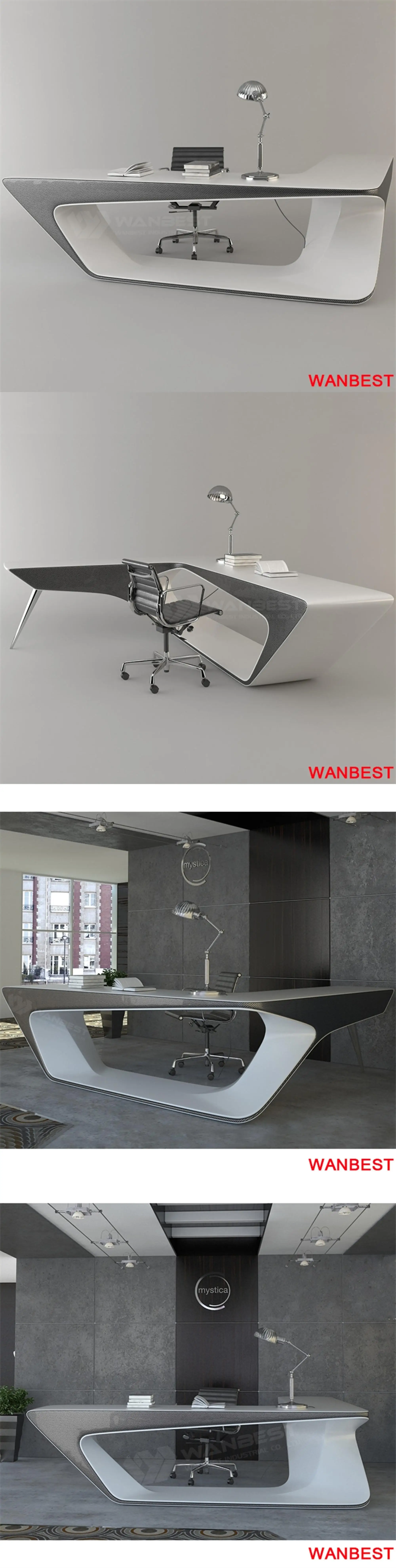 Modern Acrylic L Shaped Office Executive Ceo Writing Desk Home Computer Table