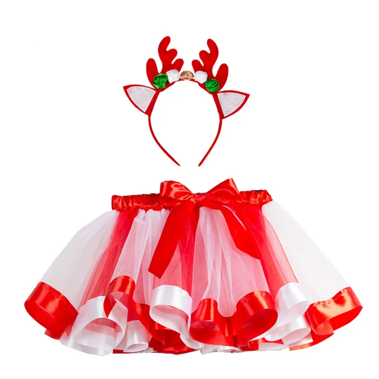 Kids Christmas Tulle Tutu Skirt With Reindeer Headband For Party - Buy ...