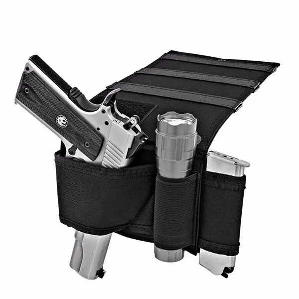 Adjustable Under Mattress Bedside Pistol Holster Car Seat Gun Holster With Flashlight Loop Magazine Holder Buy Samping Tempat Tidur Sarung Pistol Di Bawah Kasur Pistol Sarung Mobil Kursi Pistol Sarung Product