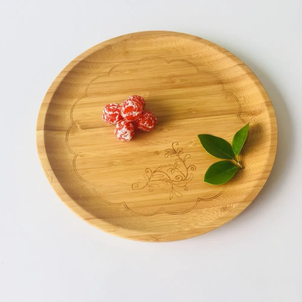 New Style Reusable Wood Bamboo Serving Tray Dinnerware Floral Print
