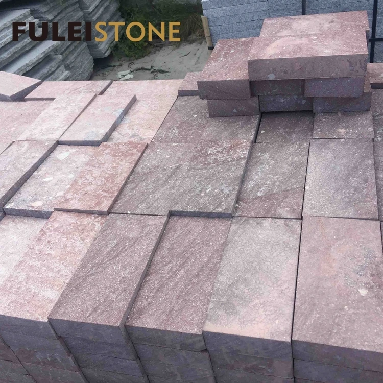 Outdoor flamed cheap chinese red porphyry granite paving stone
