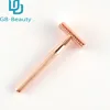 rose gold unisex Superior quality metal eo-friendly chrome Biodegradable barber straight double edge blades shaving safety razor