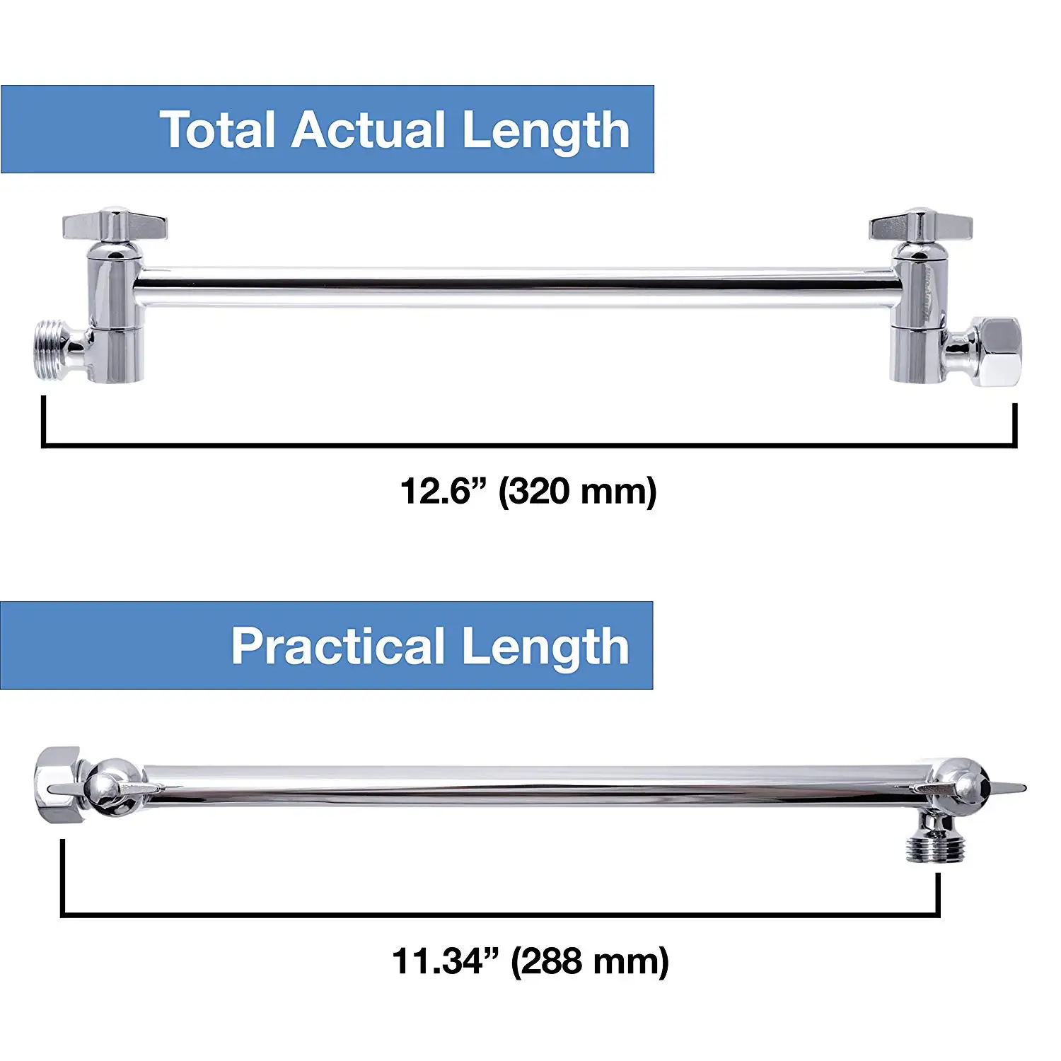 Showers Shower Arms & Slide Bars Brass Shower Head Extension Arm with High Polished Chrome
