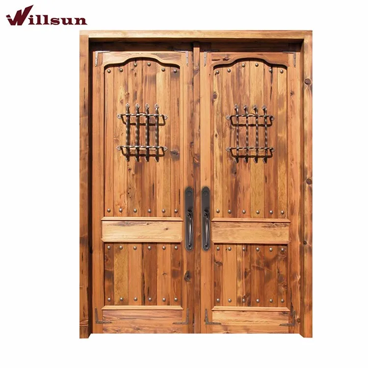 Rustic Charm Plain Solid Wood Doors Crude Lacquer Door Villa Storm