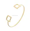 Hollow Double Geometric Square Gold Silver Rose Gold Plated Open Cuff Bangle For Women Fashion Jewelery