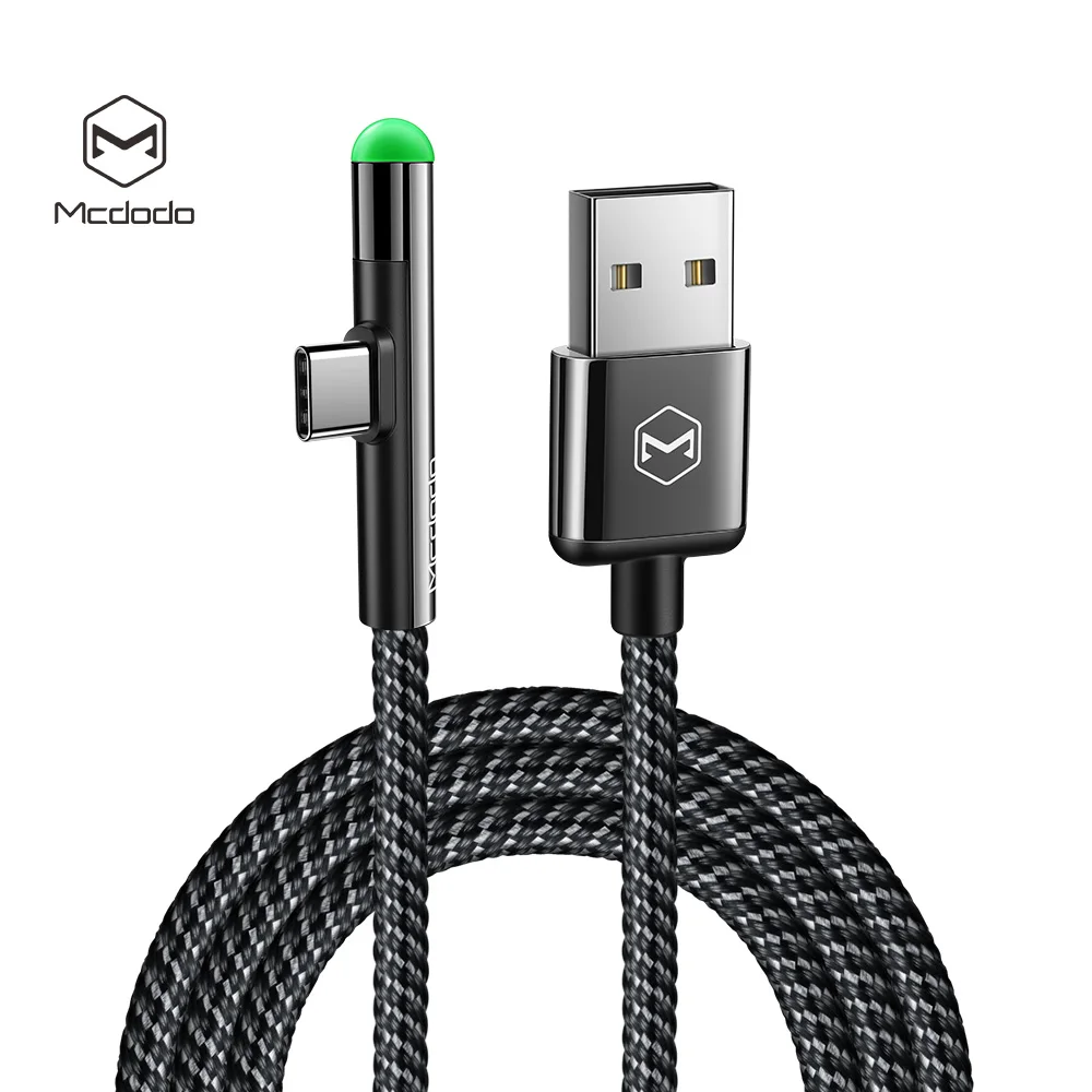 Mcdodo New! USB C Right Angel Design Zinc Alloy 1.5/2m LED Light QC3.0 QC4.0 Type C Cable For Samsung For Huawei