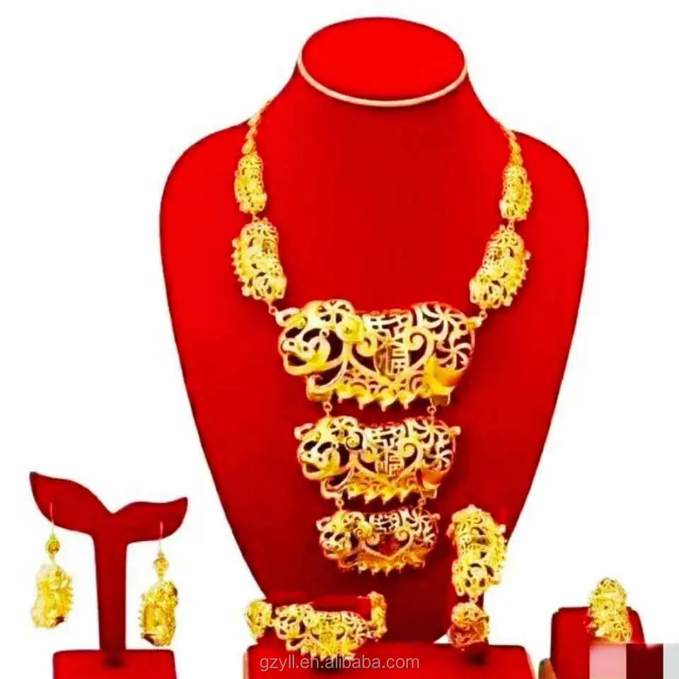 Gold Plated Chinese Traditional Wedding Jewelry Design Jewelry Sets For