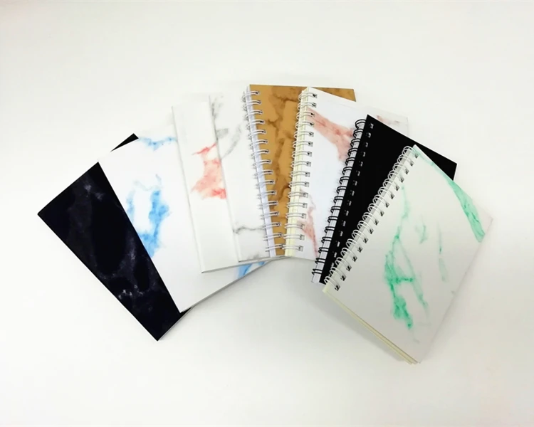 Wholesale Price Spiral Binding 4C Printing A5 Hardcover Marble Notebooks