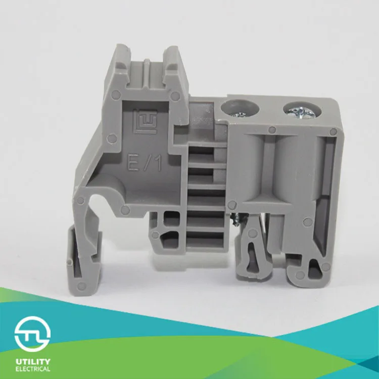 Dinrail Mounted Snapon End Stop End Clamp Terminal Block Accessary Pa66 Steel Screw Dinrail