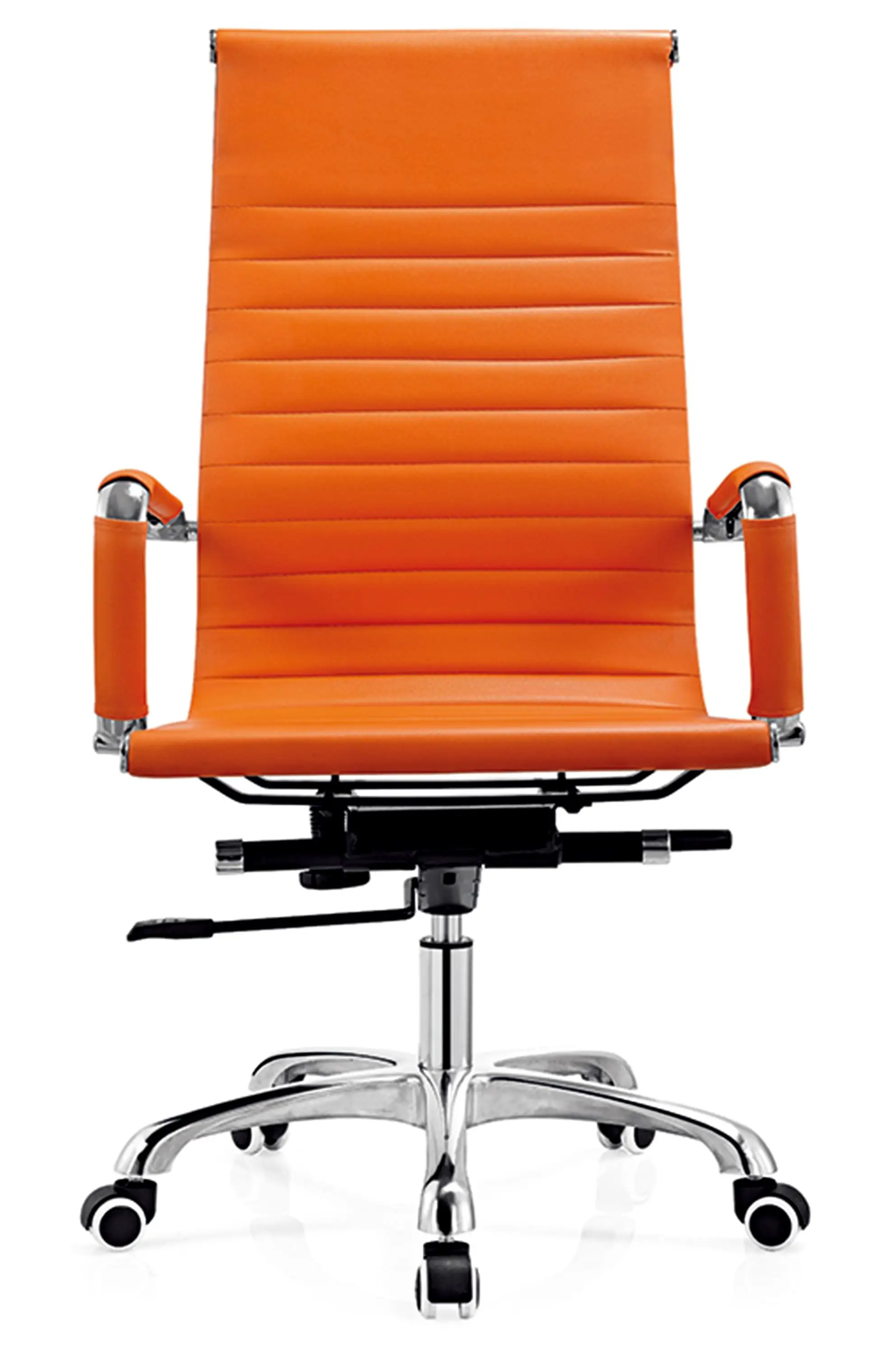 D818 High Back Orange Leather Ergonomic Executive 360 Swivel Bride