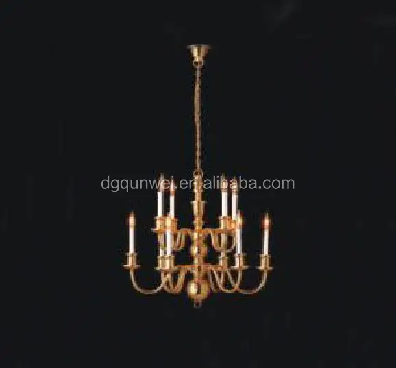 1:12 Scale Miniature Victorian Chandelier Hanging Ceiling 12 Volt LED Candle Lights QW24068