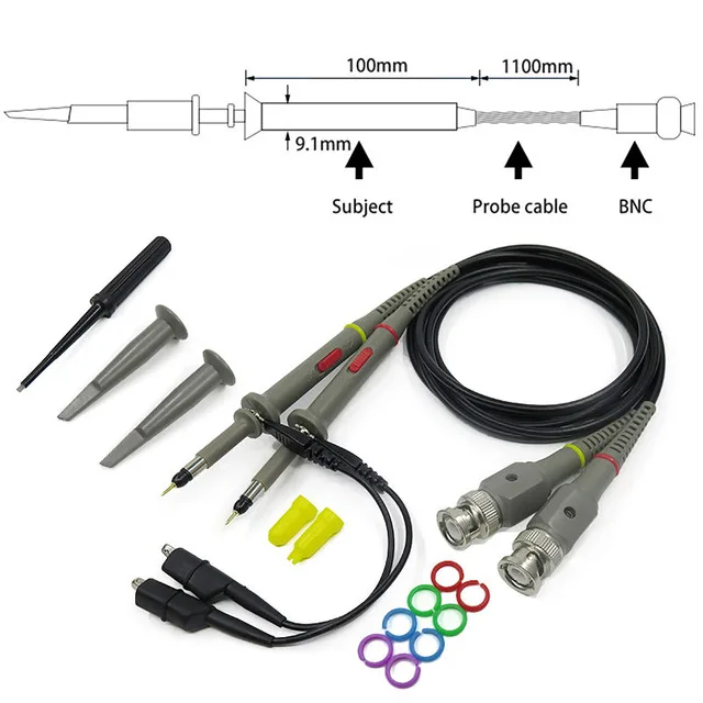 2PCS Digital Oscilloscope Probe 60 100MHz Analyzer Clip Probe Test Lead Kit 