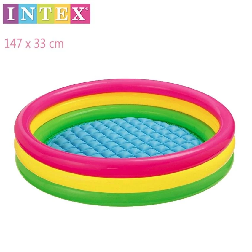 Intex 57422 3 Ring Rainbow Kids Swimming Pool Piscine Gonflable