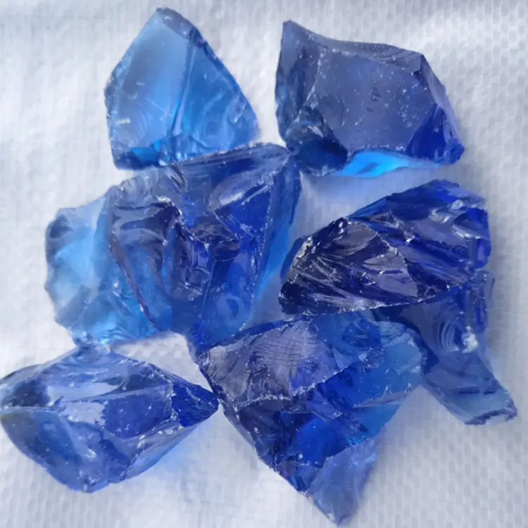 天然渣淡蓝色园林绿化玻璃岩石