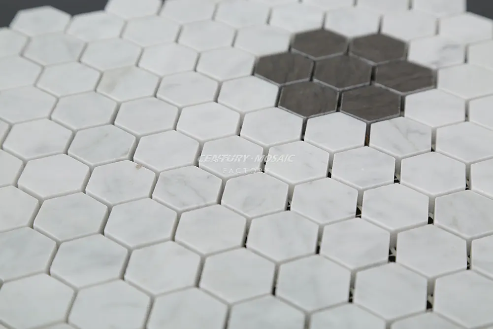 1 "marrón Y Estatuas Blanco Hexágono Mosaico Antideslizante Piso De