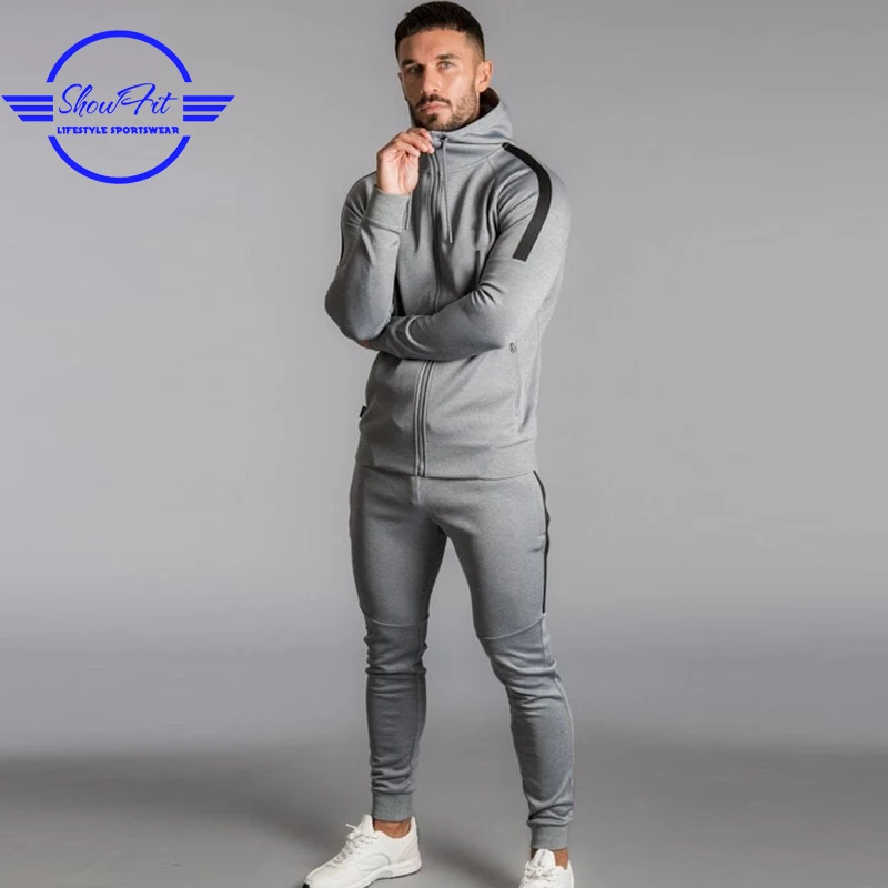 Wholesale Mens Sportswear Plain Polyester Tracksuit Two Tone Fitted Men ...