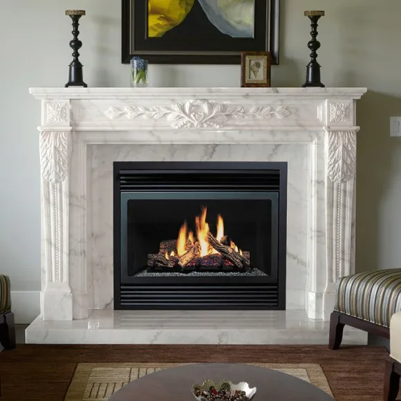 Indoor Stone Freestanding Fireplace Mantel 100 Hand Carving For Home Decoration Fireplaces