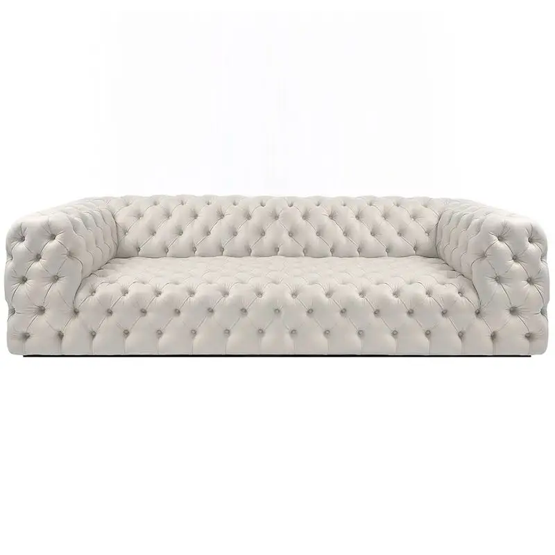 Modern Unique Design White Tufted Velvet Lounge Sofa - Lounge Furniture