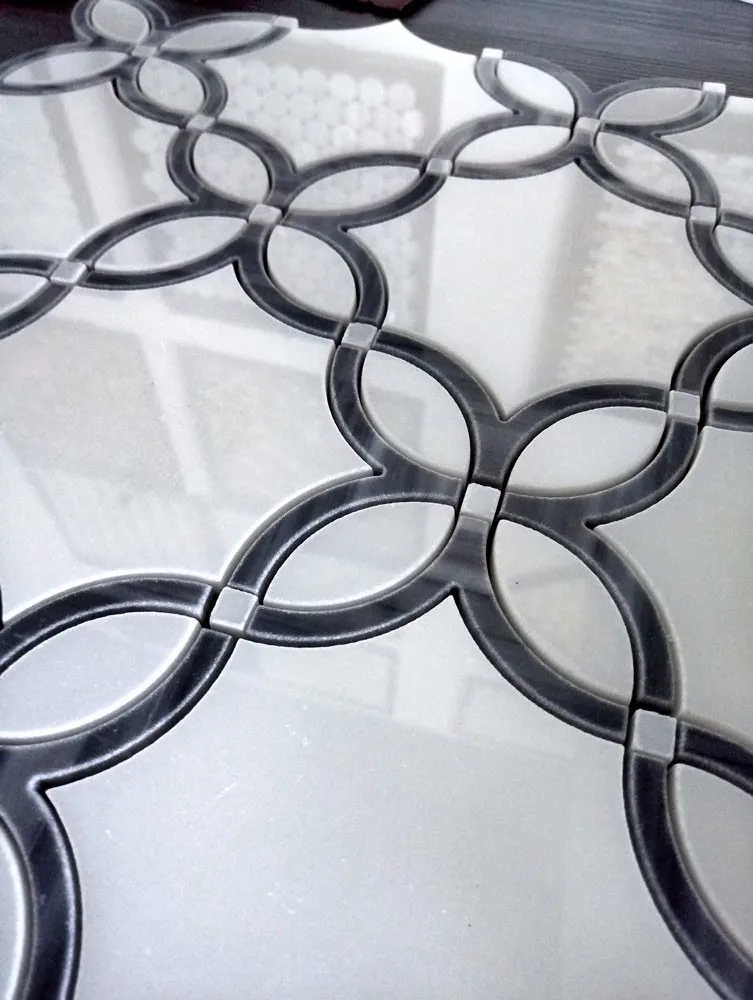 Luxury glossy surface background waterjet mosaic stone tiles