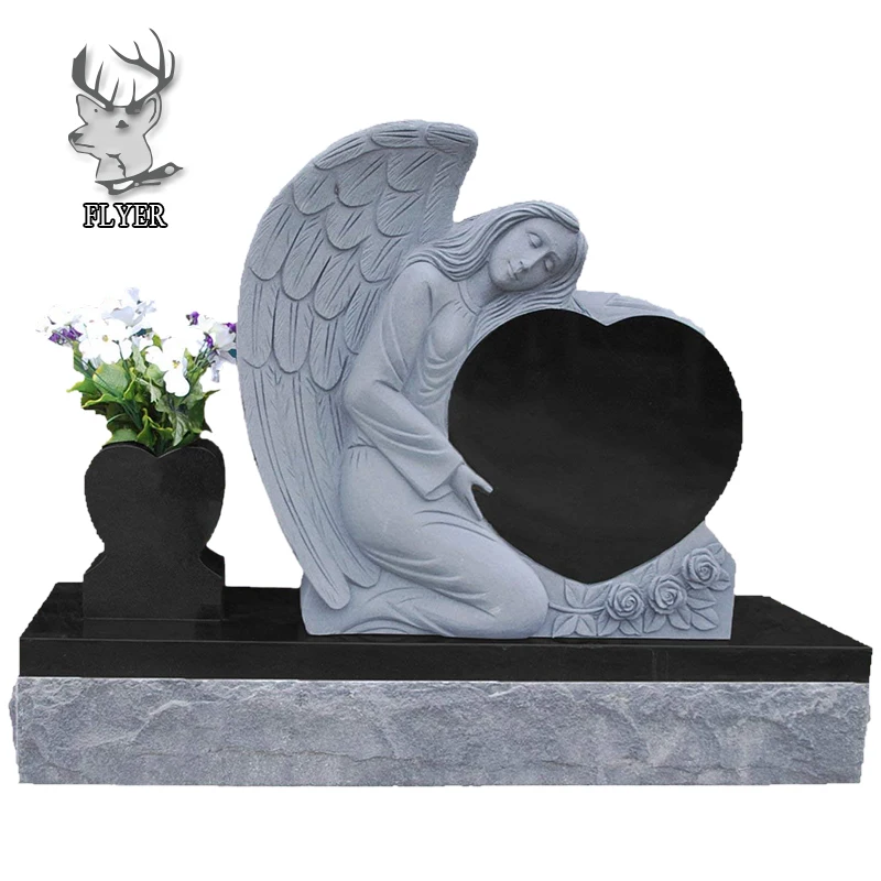 Grave Markers Black Granite Headstones Heart Shape With Angel - Buy ...