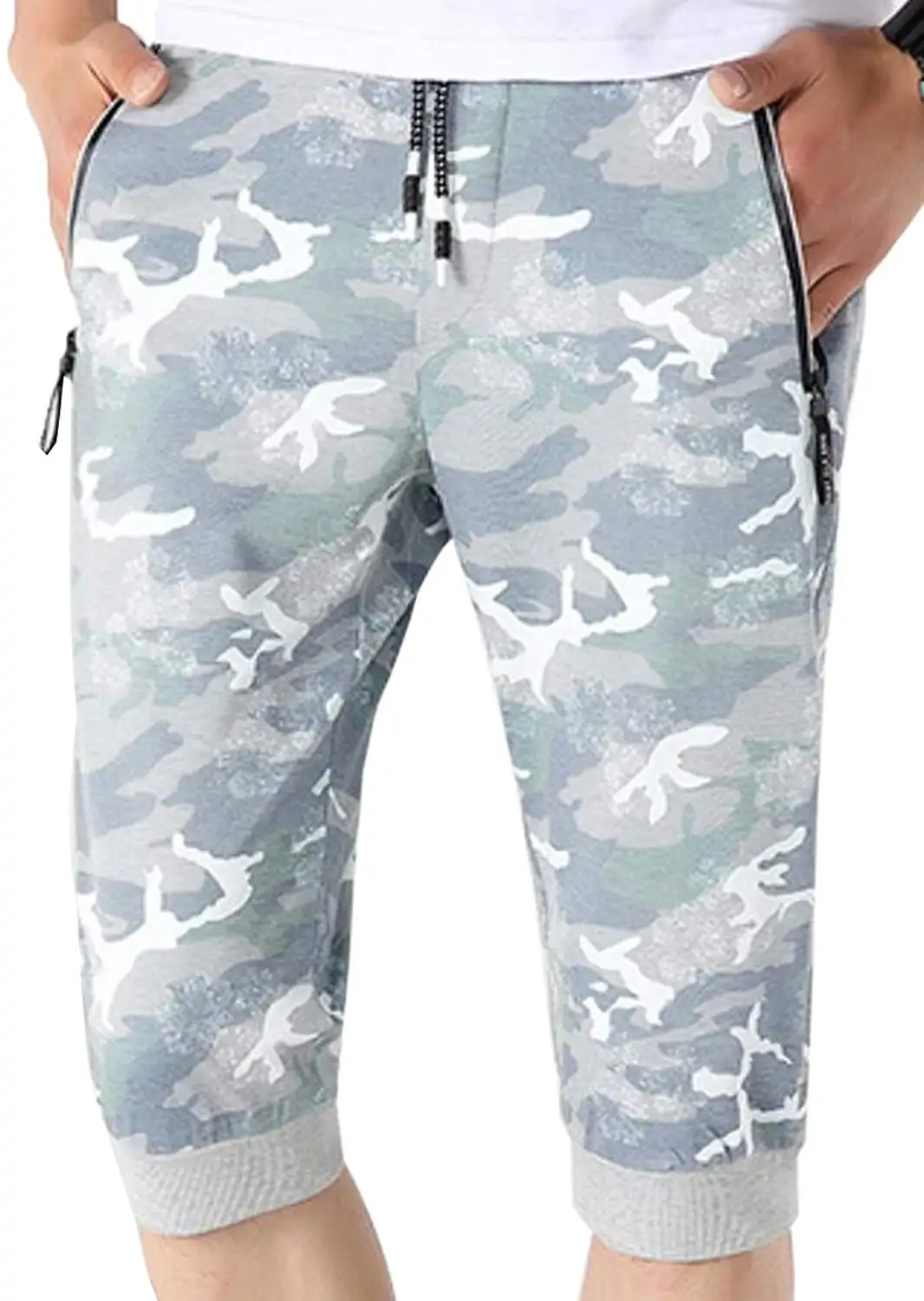 Pandapang Mens Straight Leg Vogue Baggy Mid Waist Activewear Cargo Short Pants