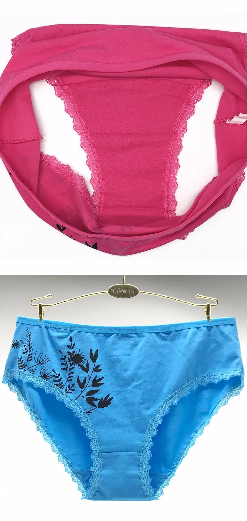 Custom Flower Print Ladies Briefs Soft Cotton Material Women's Panty