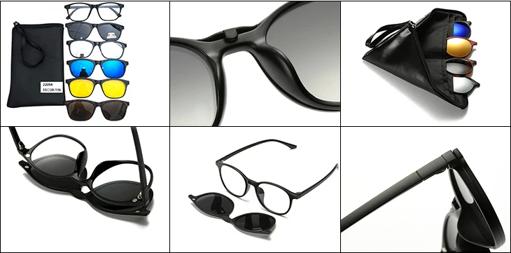 DLC2209A Sun Glasses Set With 5 Magnetic Lenses Clip Sunglasses