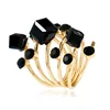 Europe and America fashion big spring shape rings plated gold rings jewelry colorful crystal gemstone rings