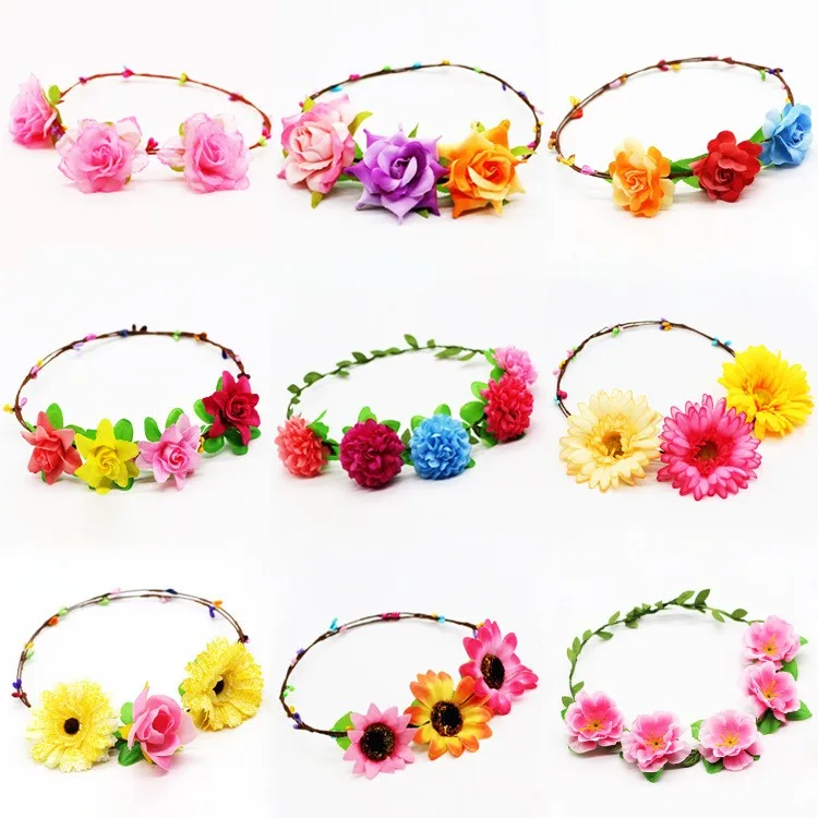 Wholesale Hawaii Flower Girl Hair Wreath Artificial High Quality For