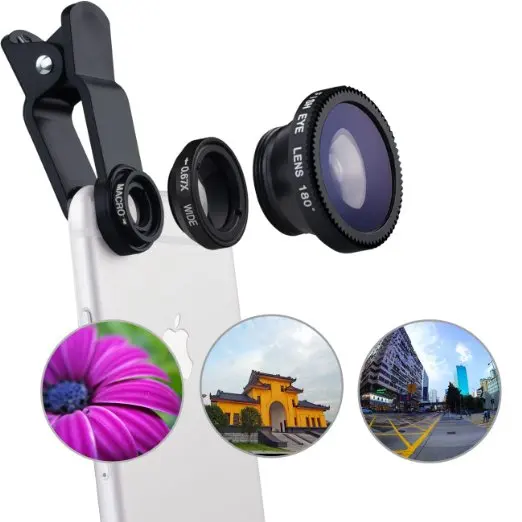 Universal clip 3 In 1 wide Angle Macro Fisheye Mobile Phone Camera Lens For iPhone 4S 5S 6 For Samsung