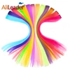 AliLeader 50pcs/pack Single Clip In One Piece Hair Extensions Synthetic Long Straight Ombre Grey Red Rainbow Hair Piece